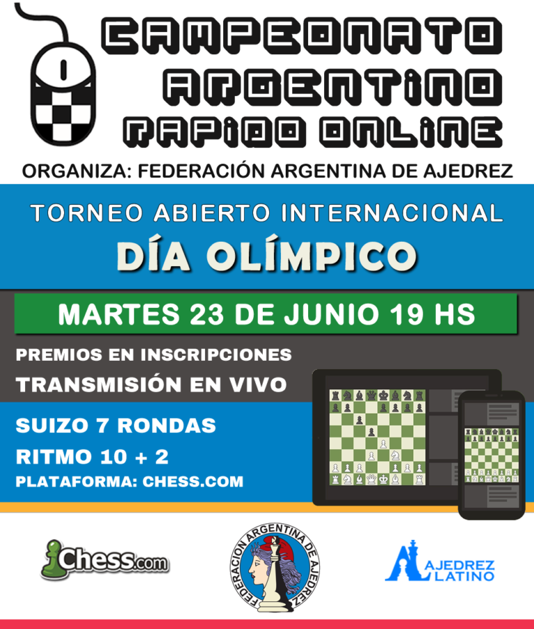 Este miércoles 24/6 gran Torneo Abierto FADA online