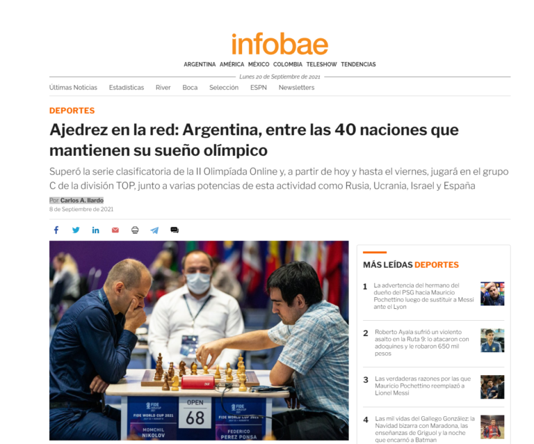 Ajedrez en la red: Argentina, entre las 40 naciones que mantienen su sueño olímpico