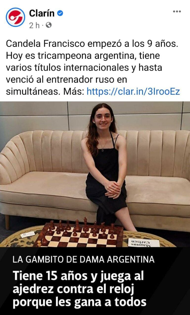En los medios: La Gambito de Dama de Pilar: a los 15 juega al ajedrez contra el reloj porque les gana a todos