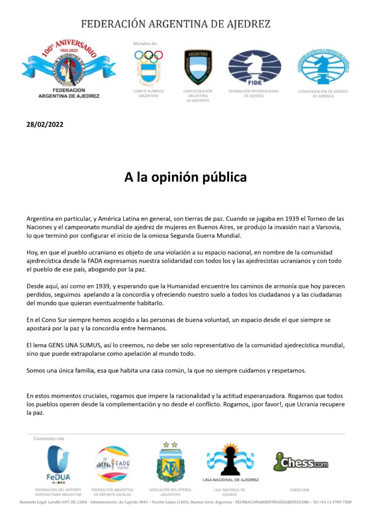 A la opinión pública