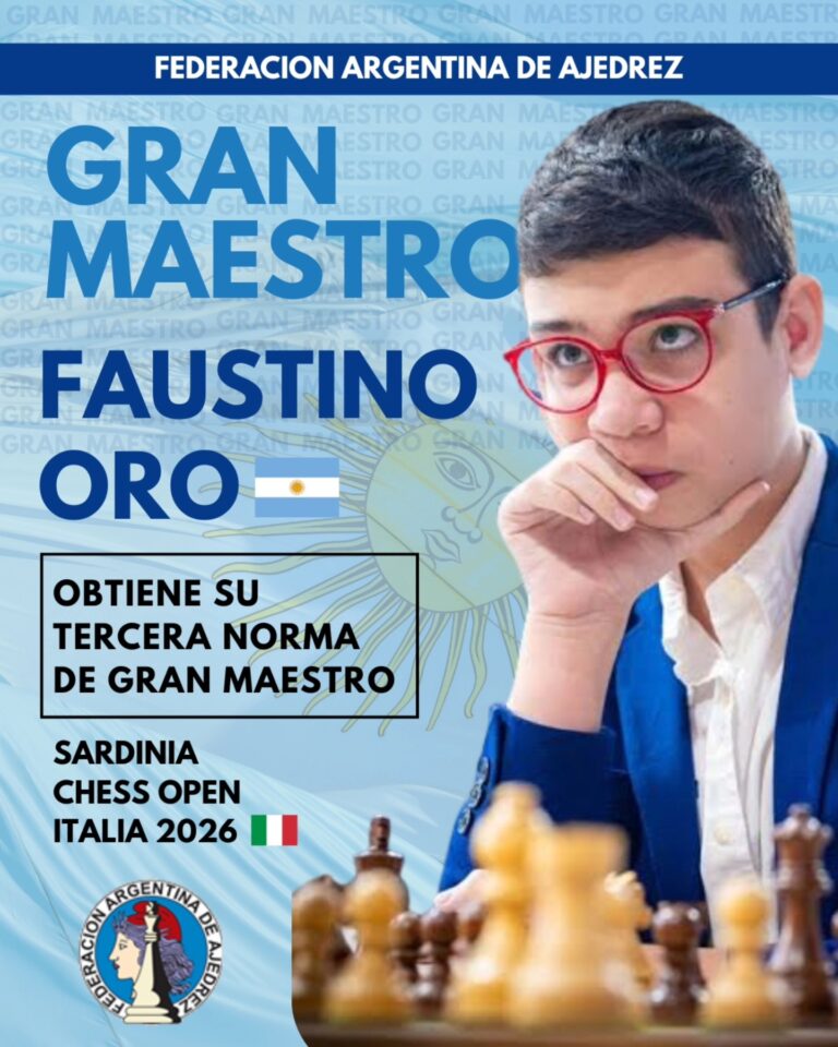 Faustino Oro alcanzó el título de Gran Maestro y sigue escribiendo páginas doradas para el ajedrez mundial