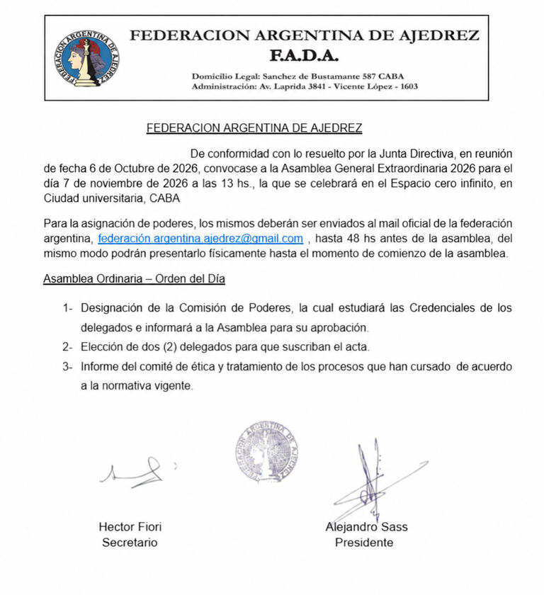 Convocatoria a la Asamblea General Extraordinaria 2026