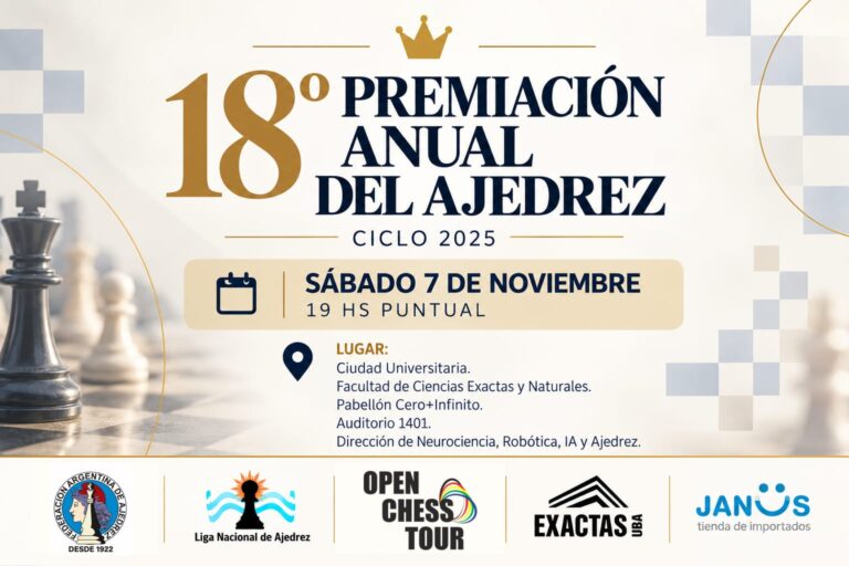 El Ajedrez argentino ya tiene fecha y sede de la Ceremonia anual de premiación