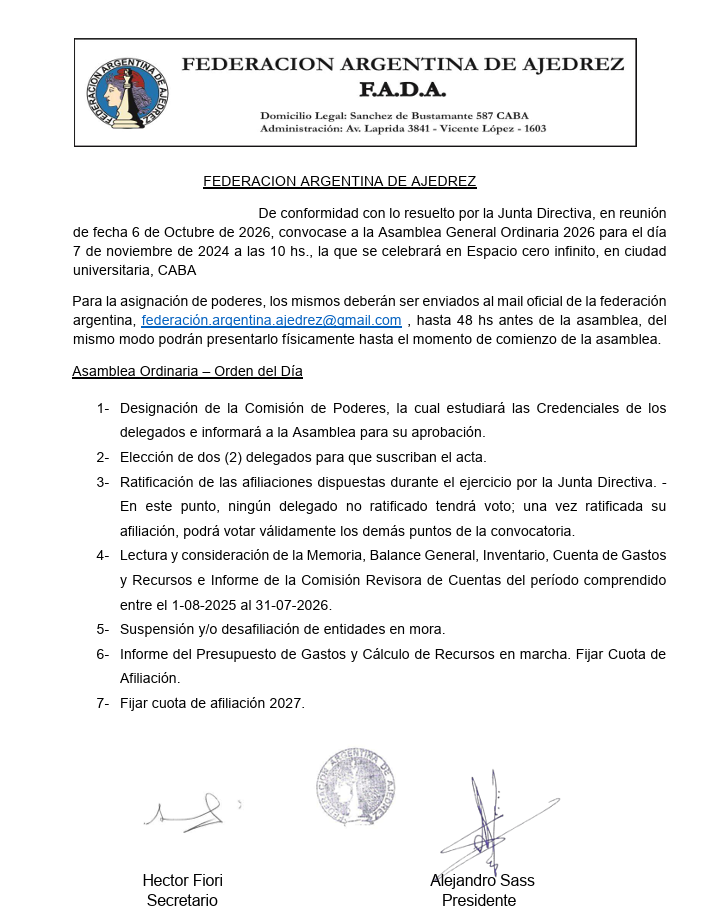 Convocatoria a la Asamblea General Ordinaria 2026